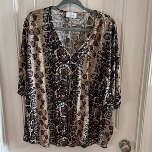 Adrienne Animal Print V-Neck Blouse